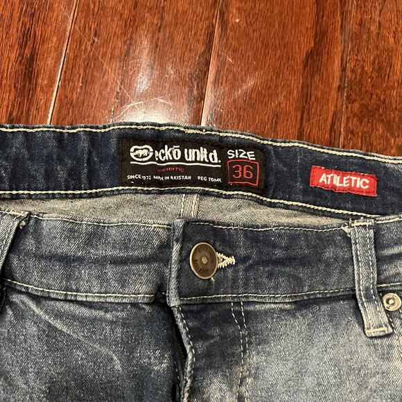 VTG Ecko Unltd Jeans Mens 36x28 Blue Straight Baggy Streetwear Skater Denim - Picture 6 of 14